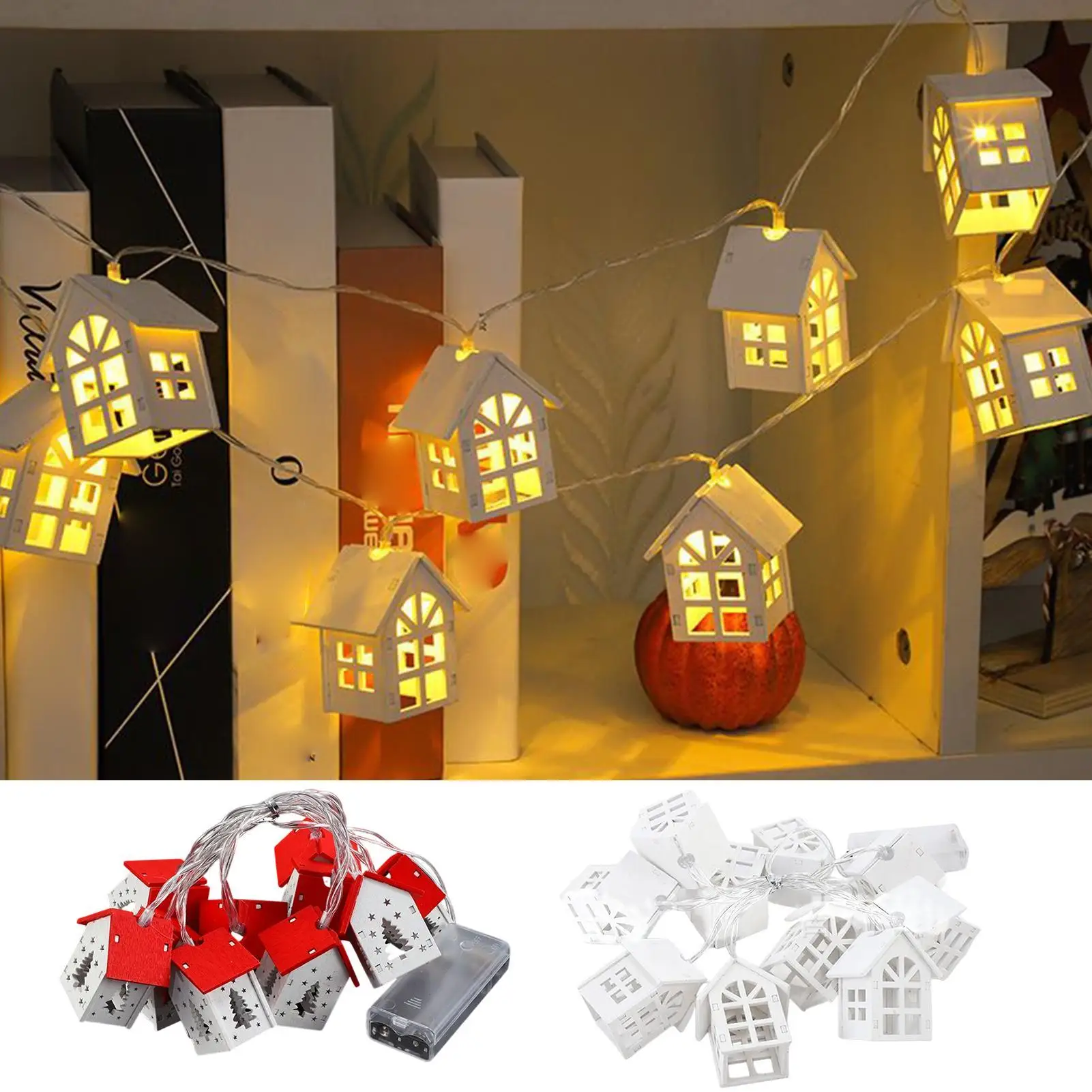 سلسلة أضواء عيد الميلاد على شكل منزل داخلي، ديكور موسمي، أضواء زينة للعطلات لمالك المنازل، مخططات الأحداث في الهواء الطلق #1