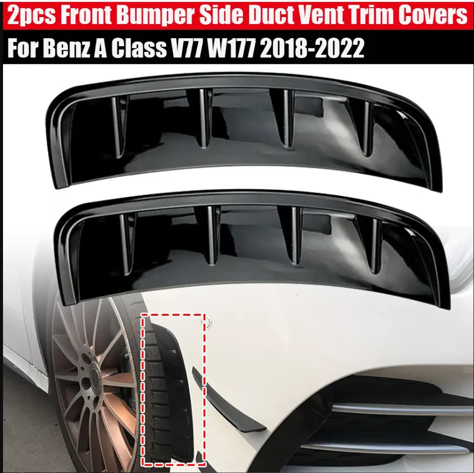 

1 Pair Front Bumper Side Trim Spoiler Replacement Fit Mercedes-Benz A Class V77 W177 Hatchback/ Sedan AMG Line 2018-2022