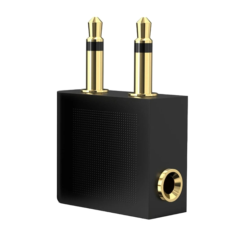 Adaptador enchufe puerto auriculares 1 a 2 para viajes en avión, convertidor divisor sonido 3,5mm, conector en