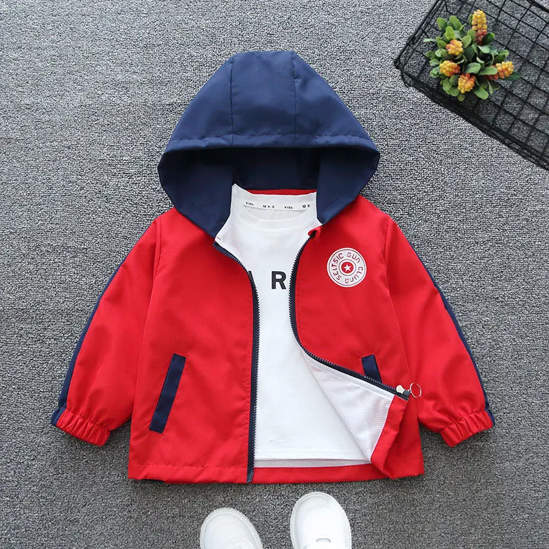 2024 Fashion Baby Boys Jackets Spring Autumn Kids Hooded Windbreaker Coat Letter Sport Outerwear Children Clothing 2-12 Yearsr