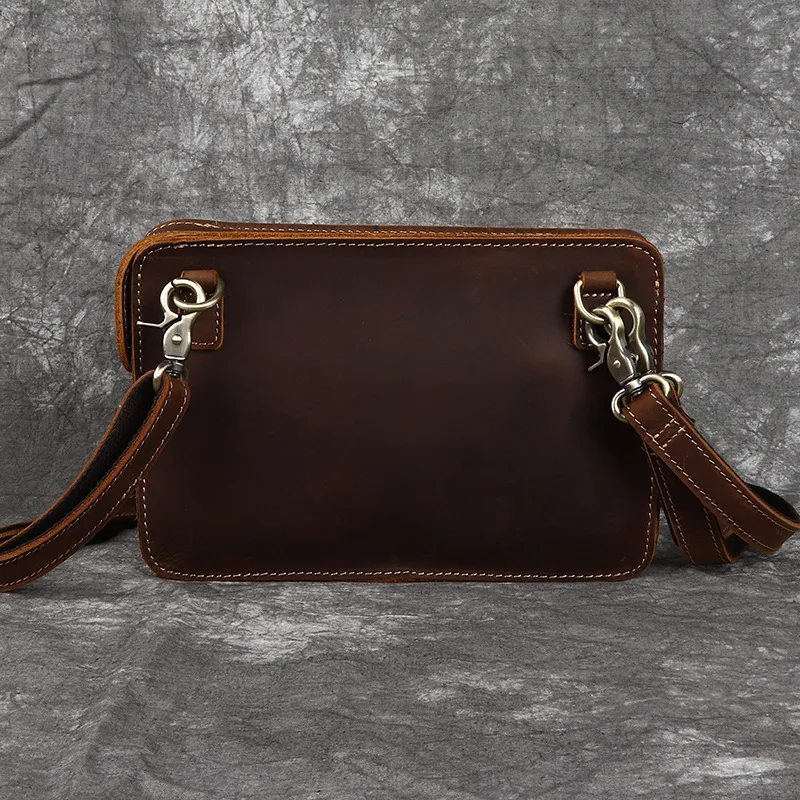 Heren Tas Lederen Cross Small Body Bag Koplaag Koeienhuid Gek Paard Ambacht Retro Crossbody Portemonnees En Handtassen