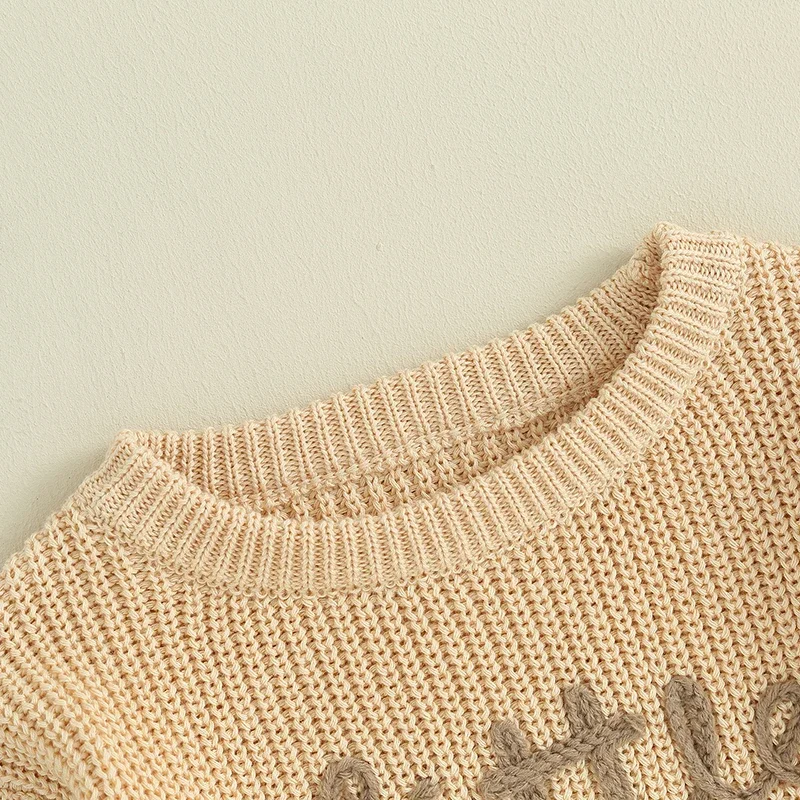 سترات للفتيات الصغيرات من عمر 0 إلى 18 شهرًا بأكمام طويلة ومطرزة بحروف وسترات متماسكة للفتيات الصغيرات #4