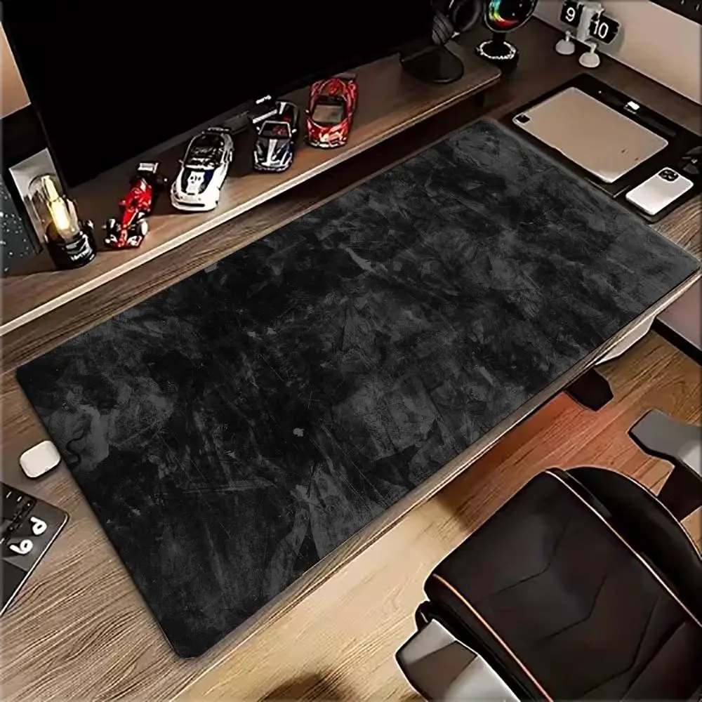 Large Gaming Mouse Pad Desk Mat Keyboard Pad Black Forged Carbon Fiber Texture Minimal Dark Print Non Slip Rubber Base mousepads