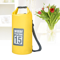 Waterproof Swimming Bag 15L Lightweight Kayak Dry Bag for Canoe Boat Rafting Hiking Fishing Storage Sack PVC Material