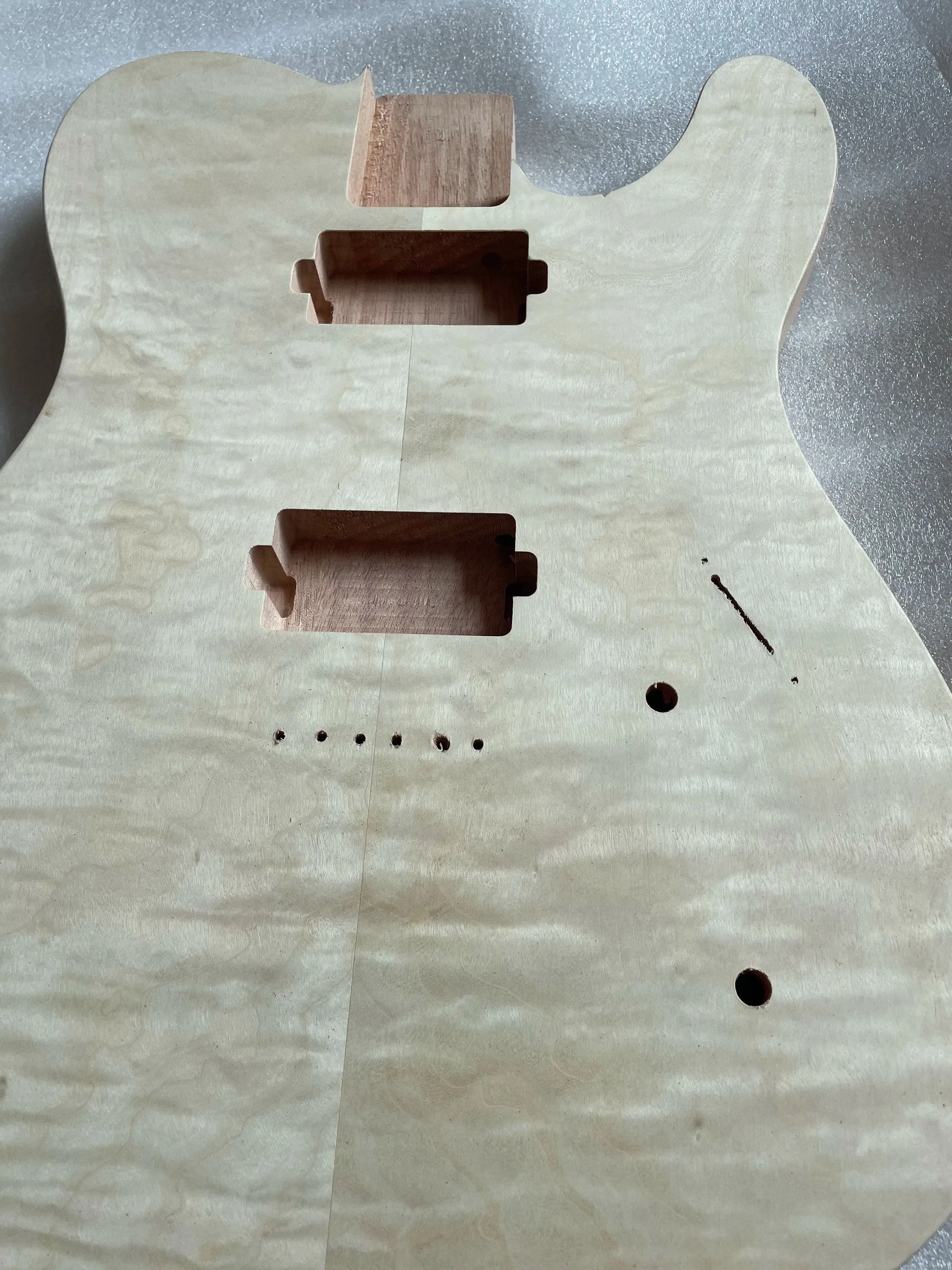 Mahogany Wood Waterwave Maple Veneer Electric Guitar Barrel DIY Electric Costomized Guitar Barrel Body For TL Style Guitar