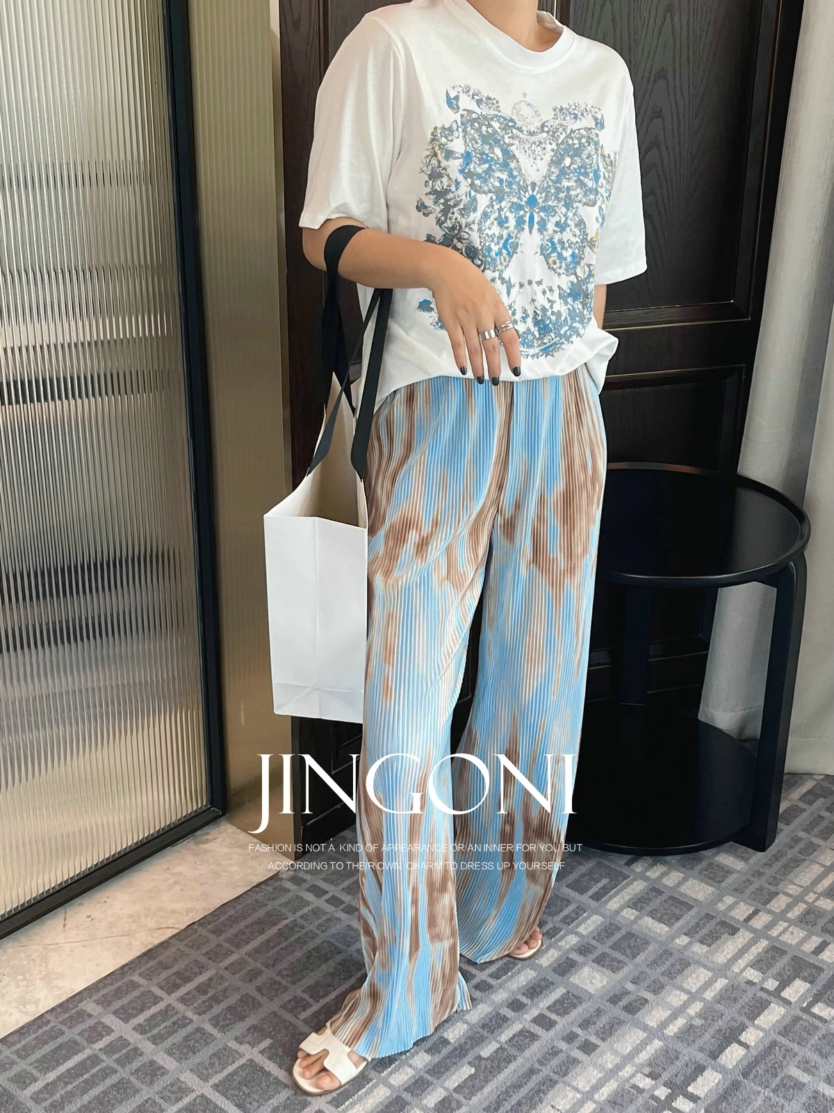 Floral Wide Leg Long Pants Y2k Woman Clothing 2024 Summer Korean Fashion Style New Elegant Vintage Trousers High Waist Folds