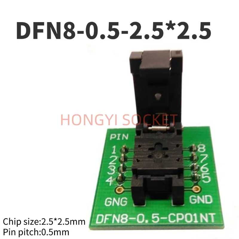 DFN8 8pin IC socket pitch0.5 ICsize2.5*2.5 prueba de sonda de resorte/burn/enchufe de programa chapado en oro alta temperatura HAST 30V 50mΩ asiento de prueba