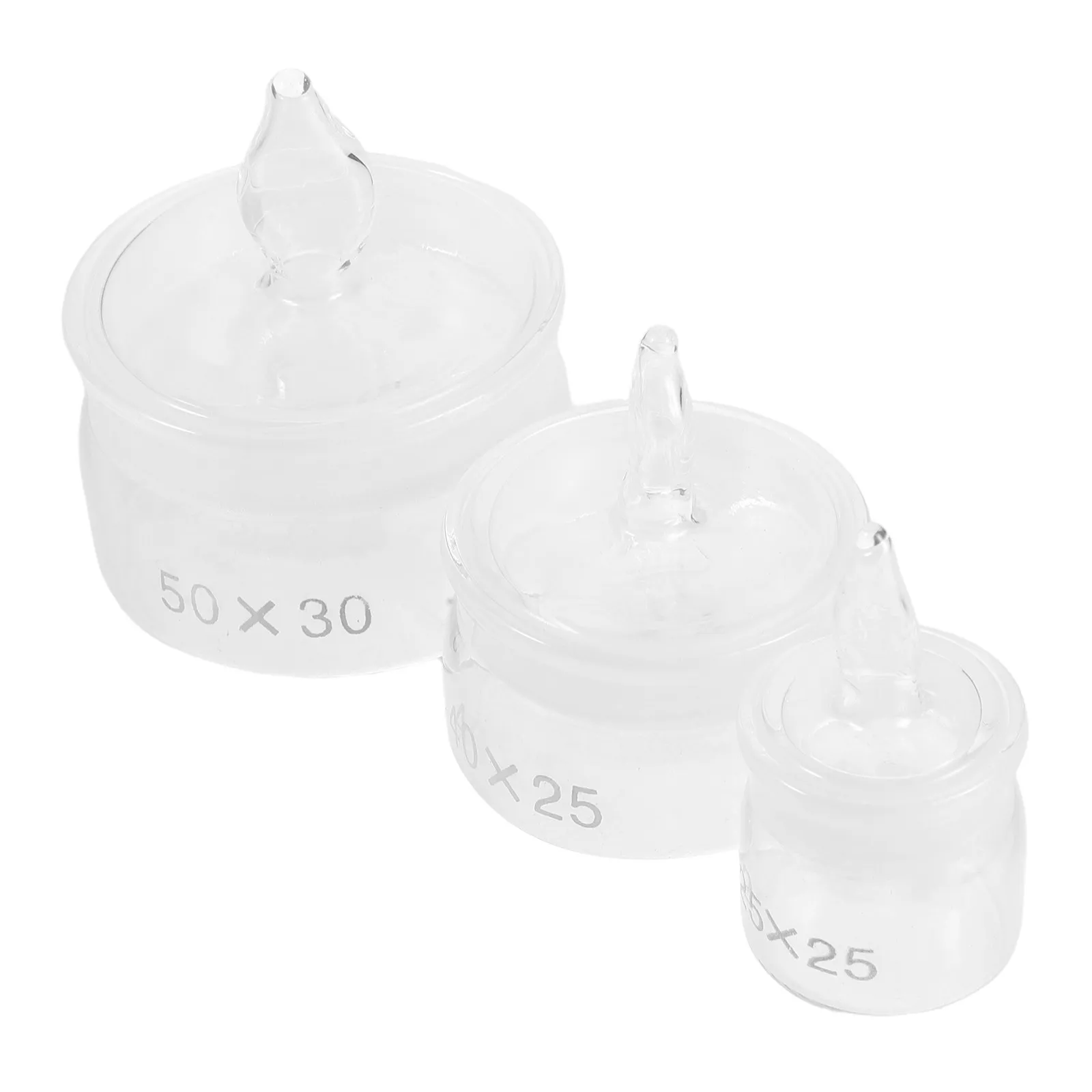3Pcs Glass Weighing Bottle Low Form Clear Lab Sample Container Sealed Chemistry Lab Storage Jar for School Laboratory Supplies
