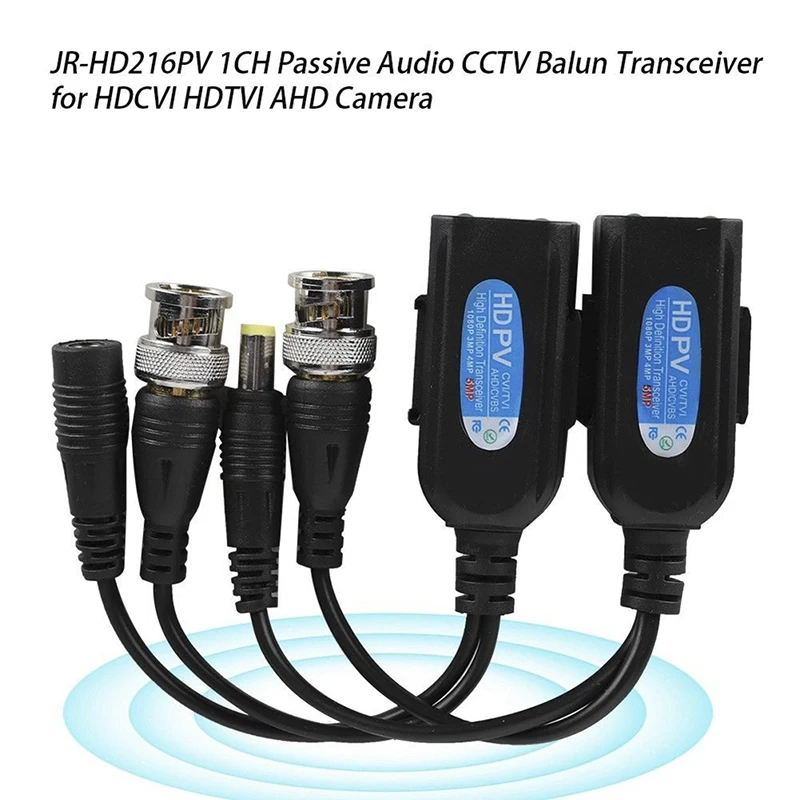 1 Pair DC-8MHZ Passive CCTV Coax BNC Video Power Balun Transceiver To RJ45 Connector