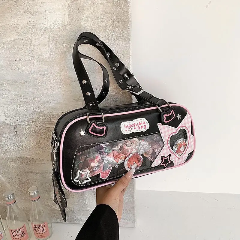 Bolsa de ombro feminina de alta capacidade, bolsas doces para meninas, moda japonesa, axilas, MBTI-Kawaii, Jk, 2024