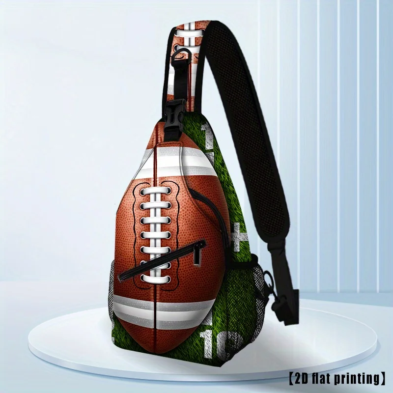 American Football Field Ball Hiking Backpack Crossbody Shoulder Bag Single Shoulder Chest Bag Adjustable Shoulder Strap
