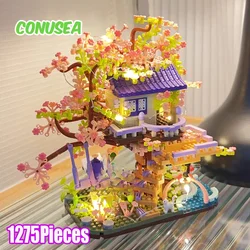 꽃 나무 집 빌딩 블록 DIY 조립 장난감, 마이크로 벽돌 퍼즐 장난감, 어린이 소녀 여자 친구 생일 선물