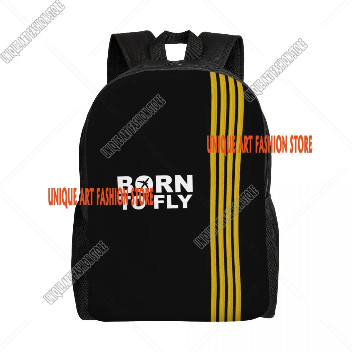 

3D Printing Born To Fly Captain Stripes Pilot Backpack for Aviation Aviator Airplane Travel Bags Bookbag Fits 15 Inch Laptop