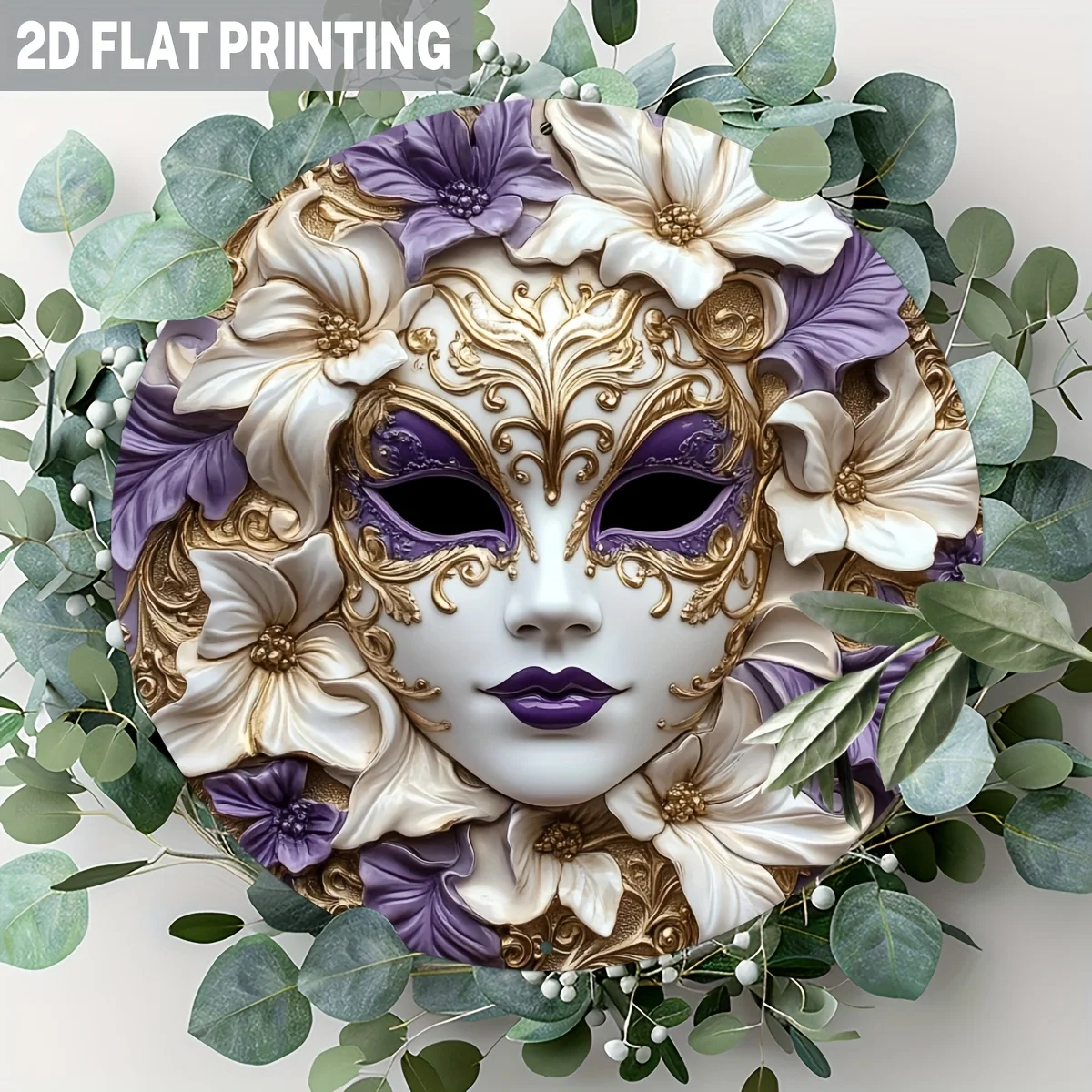 2D Flat, 1pc Venetian Masquerade Mask Wall Decor - Vintage Venetian Metal Sign, Romantic Italian Themed for Wedding, Mardi Gras