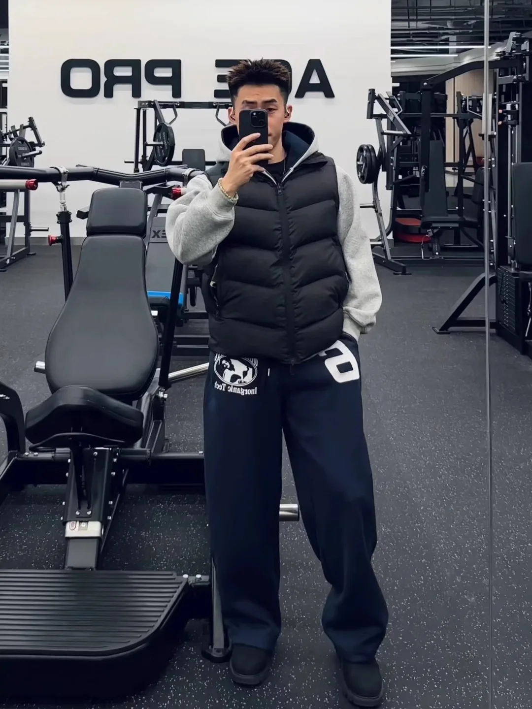 

Trendy Wide Leg Fitn Sports Pants Men's Autumn Winter American Sle Printed Bend Knife Sweatpants Cleanfit Youth Casual