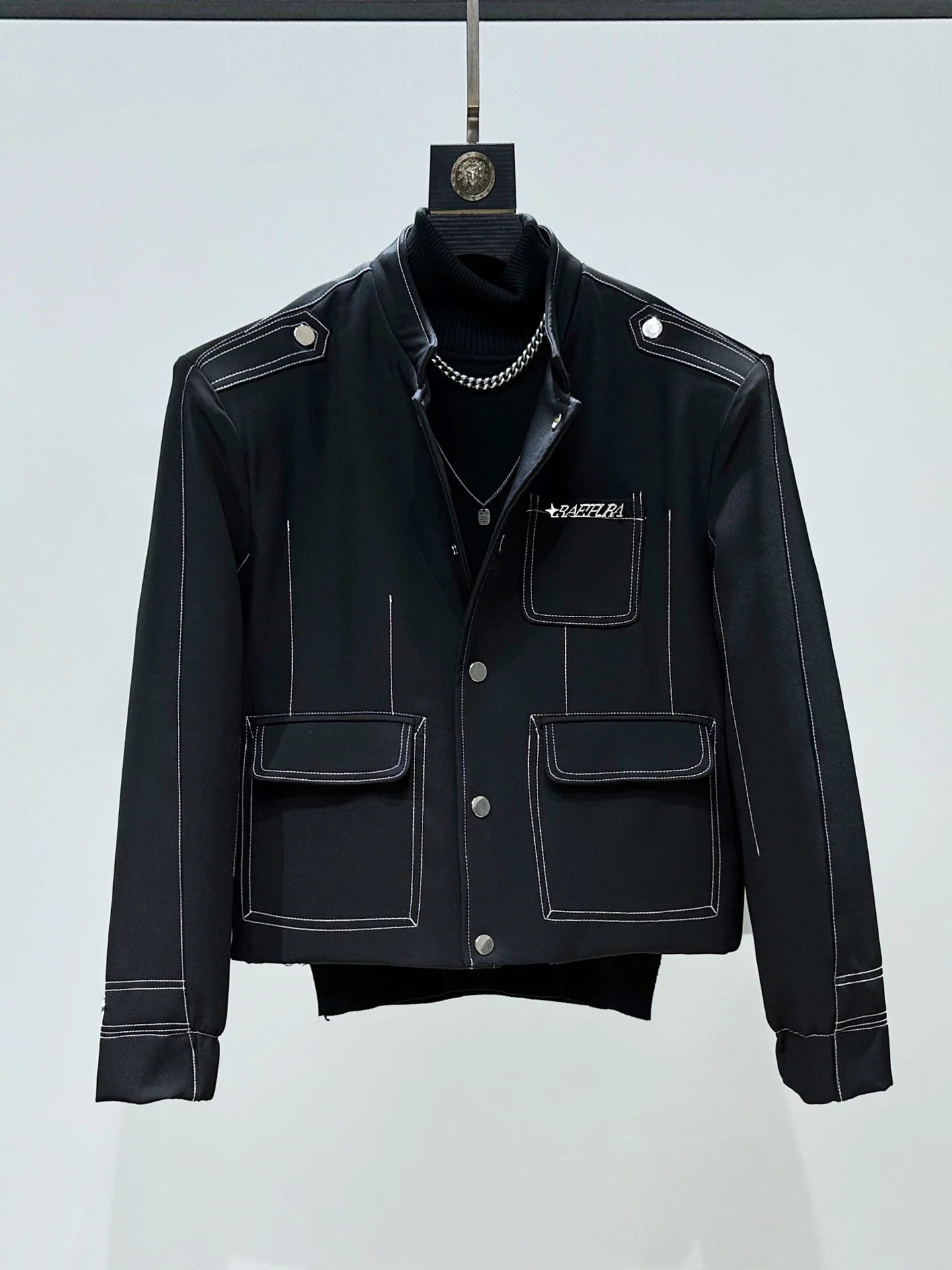 

Retro Thiened ort Cotton Jaet Men's Faion Brand Stand Collar Workwear Multi ket Outerwear Warm Youth Trend