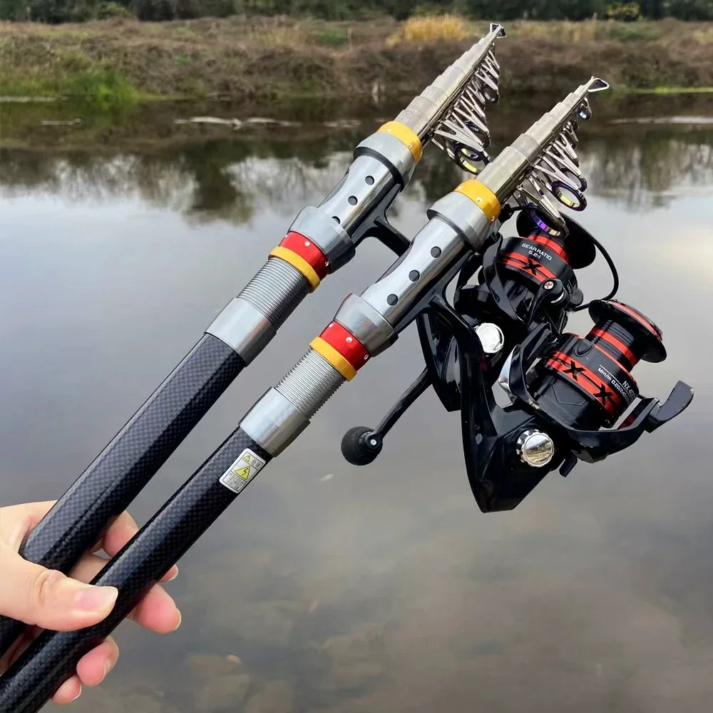 1,8-3,6m Kohlefaser-Angelrute und Rollen-Set, Superharte Teleskop-Angelrute mit Spinnrolle, Max. Widerstand 3-8kg Pesca – Detail 8