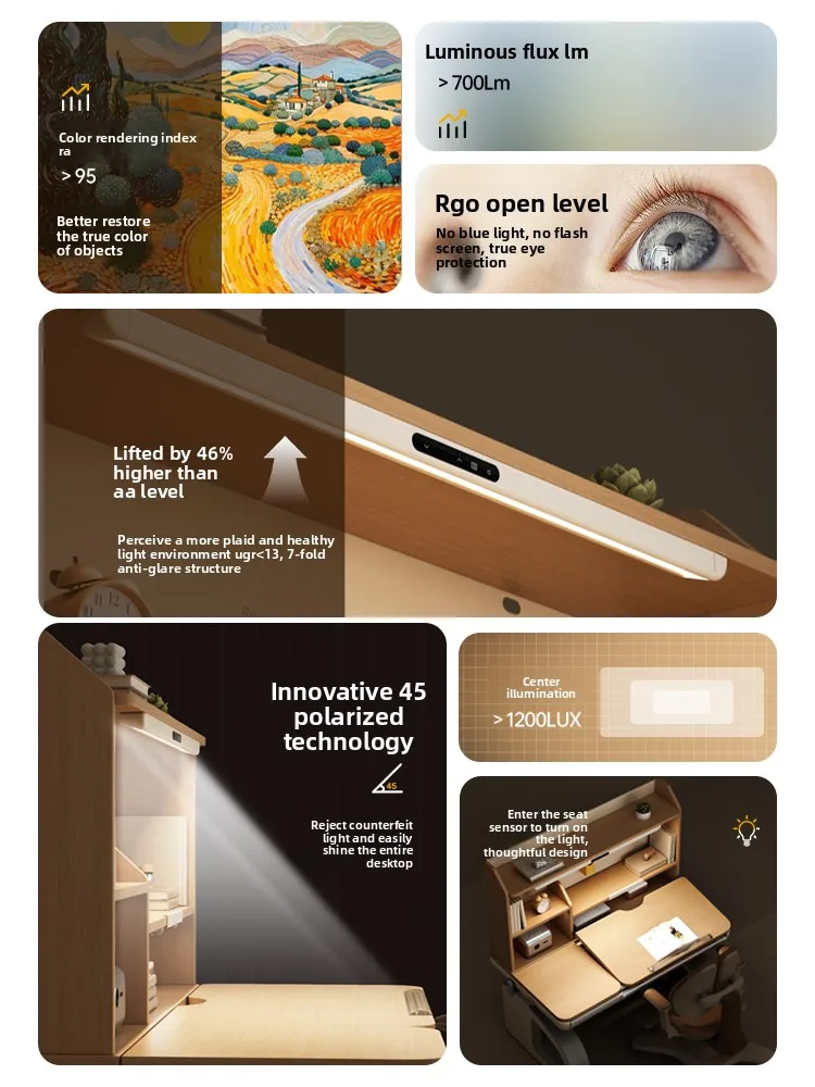 Lámpara de escritura para el hogar todo en uno, juego de mesa, escritorio de estudio moderno para niños nuevos para estudiantes de primaria