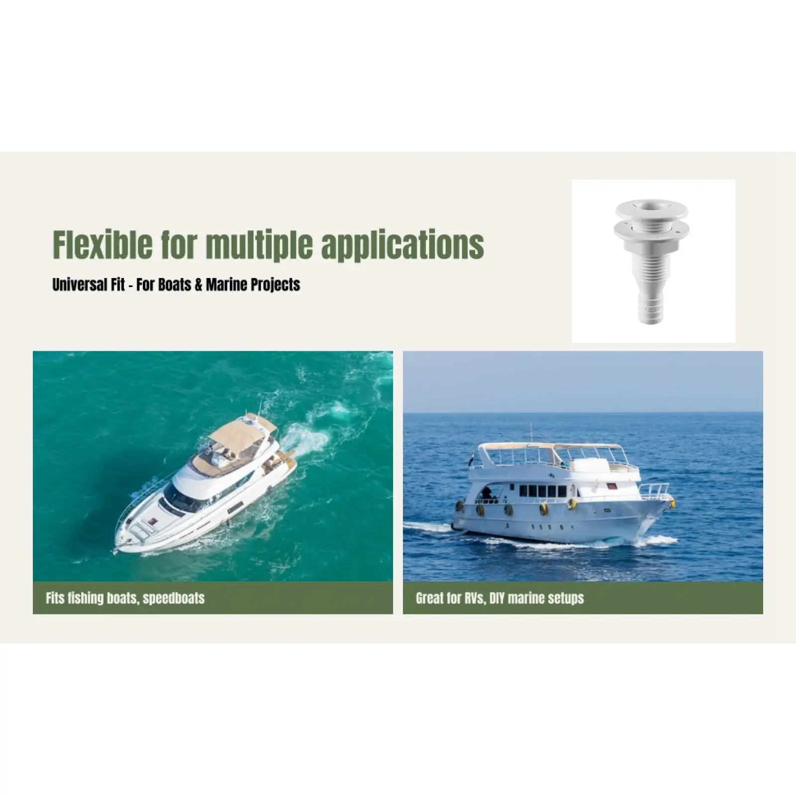 Boat Plumbing Thru Hull Hose Fitting Plastic Bilge Pump Connector for Marine Overflow Use