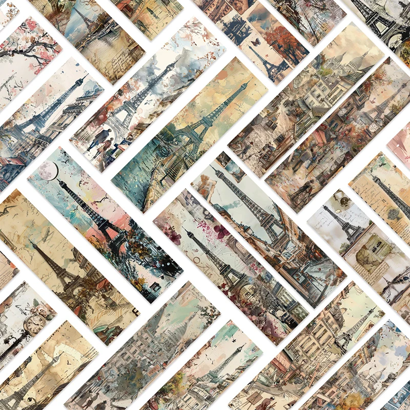 30PCS Paris Tower Bookmark Vintage Motivational Bookmarks European Scenic Scene Retro Old Travel Postcard Bookmarks for Students