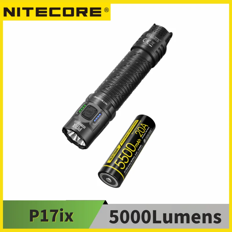 Nitecore P17ix Customizable Variable Beam Pattern Tactical Flashlight 5000Lumens USB-C Rechargeable Light With 5500mAh Battery