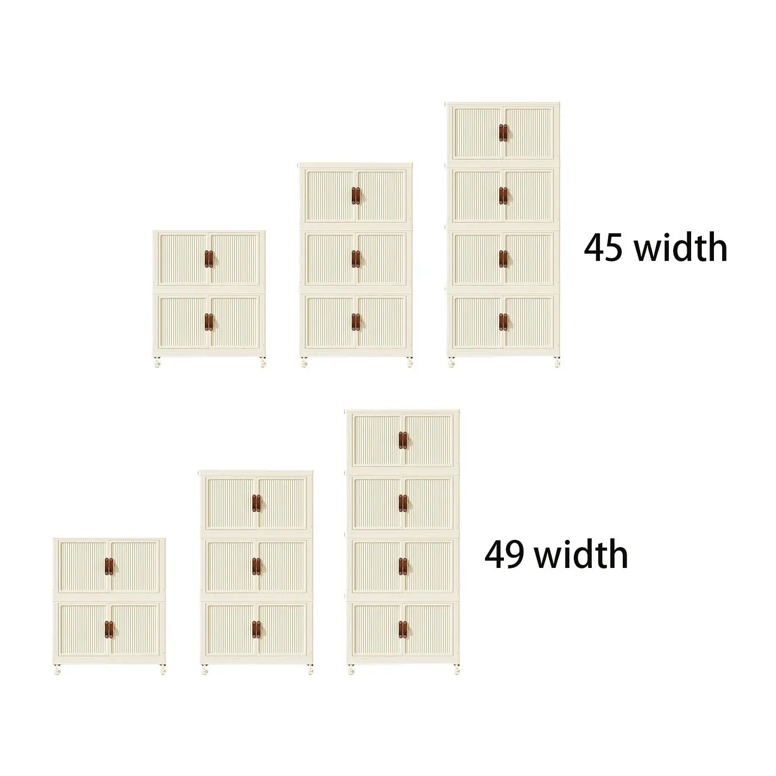 Plastic Foldable Storage Cabinet with Wheels and Lid Stackable Storage Bins with Doors for Clothes Toys Home Furniture