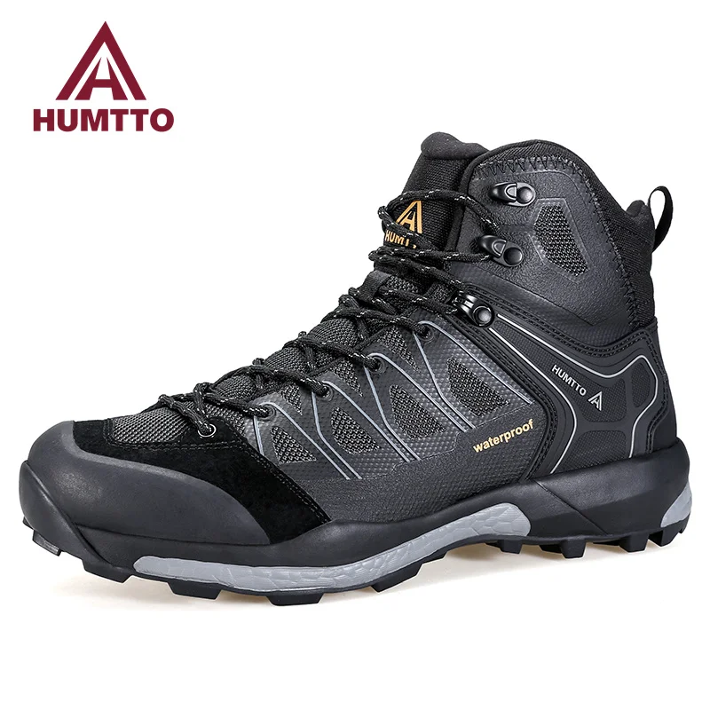 HUMTTO Winter Ankle Boots Waterproof Platform Rubber Boots for Men Designer Hiking Shoes Man Work Safety Tactical Mens Sneakers