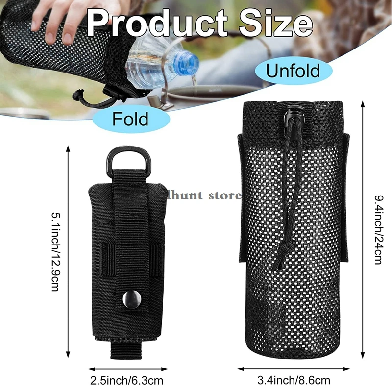 Outdoor Radfahren Wasser Flasche Tasche Taktische Molle Halter Lagerung Tasche Faltbare Mesh Wasser Flasche Sleeve Tasche für Rucksack – Detail 2