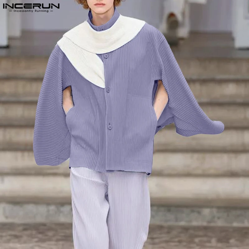 INCERUN جديد قميص رجالي المرقعة اللون كتلة طويلة الأكمام فضفاضة الرجال الملابس الشارع الشهير موضة بلايز عادية الذكور القمصان قمصان #2