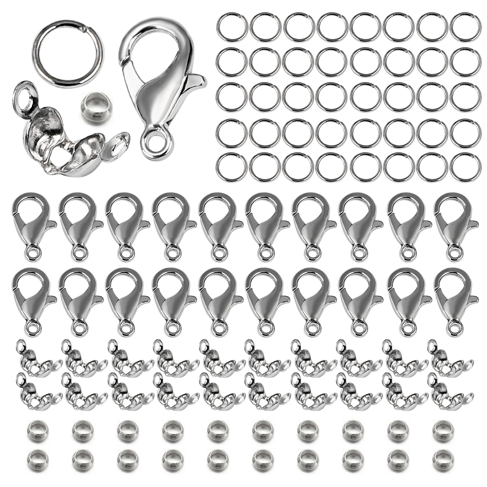 100pcs Gold Silver Lobster Clasp Jump Rings Connector For Bracelet Necklace Chains DIY Jewelry Making Necklaces Hooks Chain