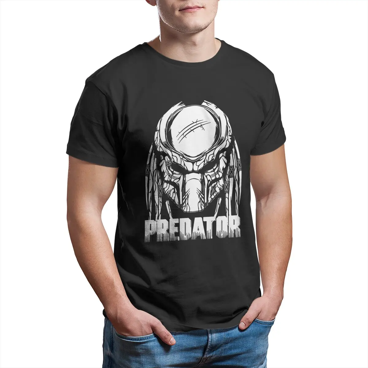 Impression de film Predator T-Shirt for Men 100% Cotton Novelty Alien vs predator hunter horor mens clothes plus size tee