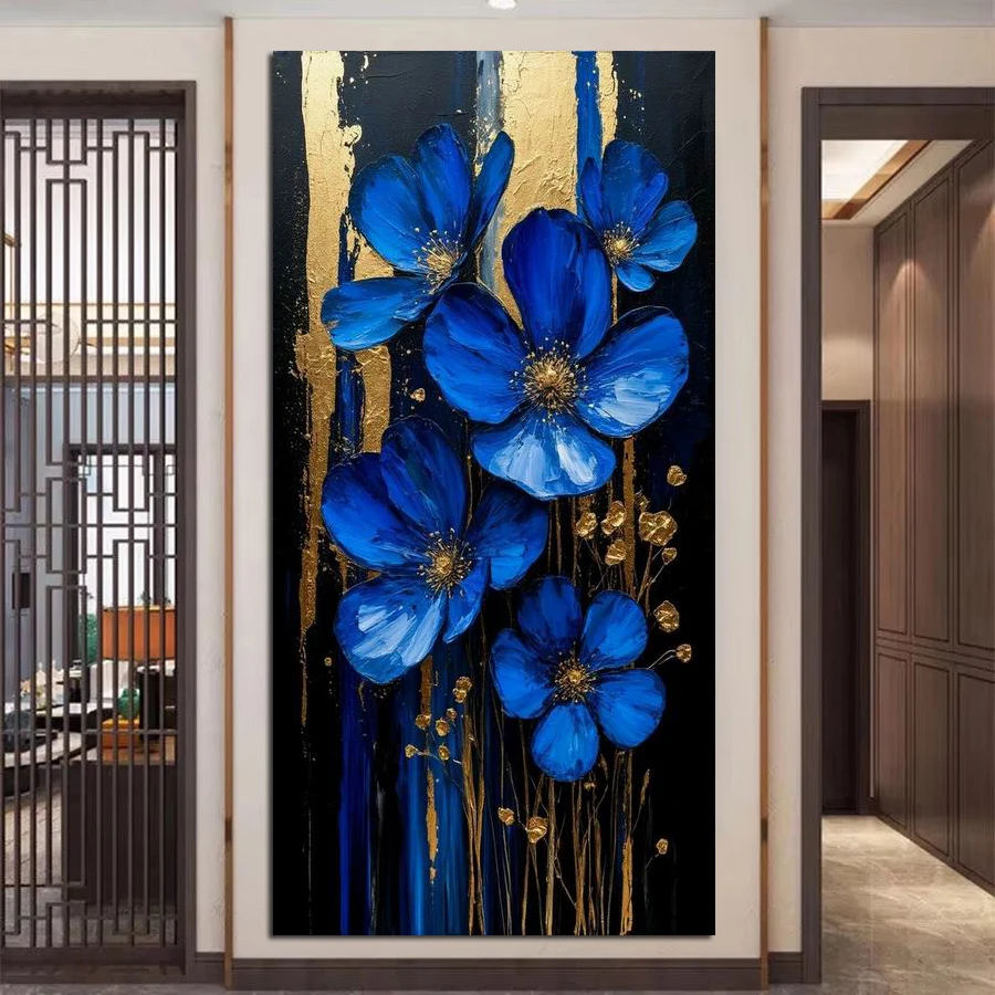 

Fullcang абстрактный синий цветок большой размер Diy наборы алмазной живописи цветочный полный квадратный круглый дрель мозаика вышивка картина