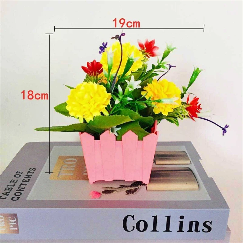 

Artificial Flower Potted Plants Hydrangea Fence Mini Bonsai Decor Home Garden Ornament Simulation Floral Indoor Outdoor