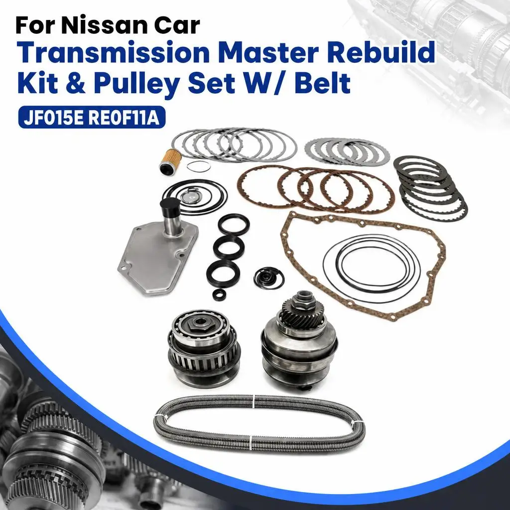 JF015E RE0F11A Transmission Master Rebuild Kit and Pulley Set with Belt for Nissan Vehicles.