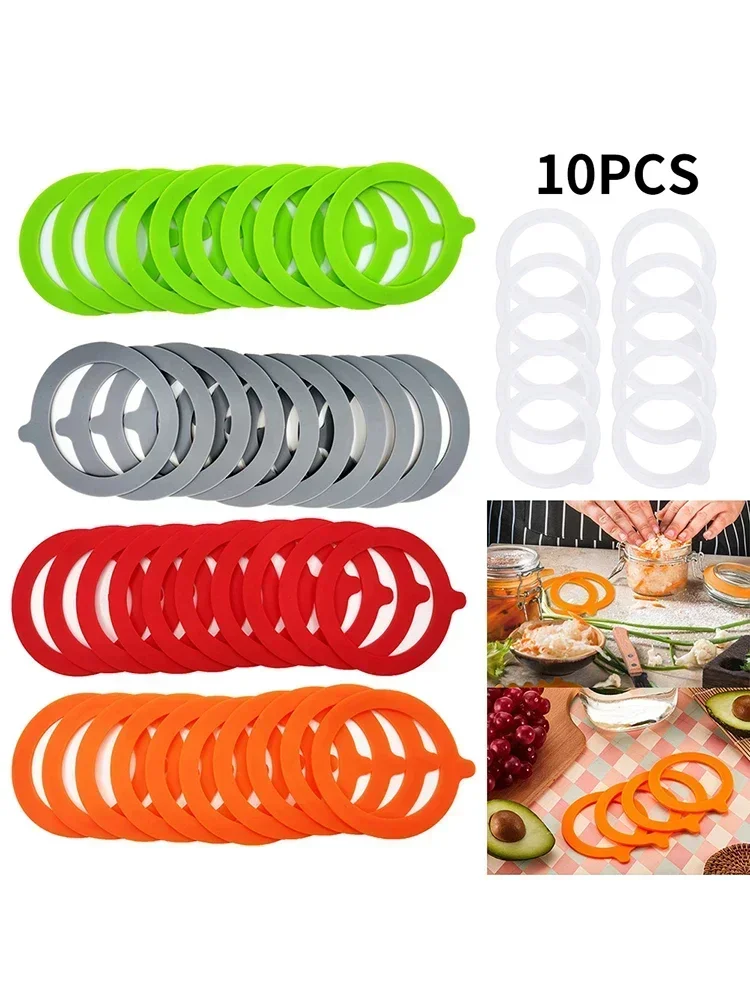 10pcs Silicone Jar Gaskets Replacement Airtight Rubber O Rings Leak-proof For Food Storage Sealing Lids Glass Can Masons Jars