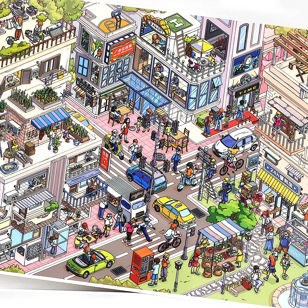 JIANQI Busy Town 3D Large Size Stickers to Relieve Stress Cartoon Scene DIY Toy Game Festival Birthday Gift for Kid Girl Child