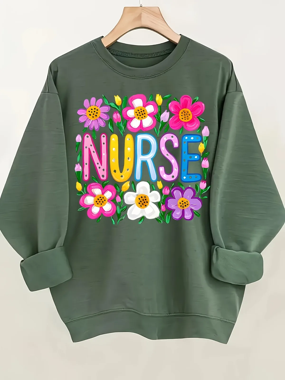 Felpa con cappuccio stampata con motivo da assistente alla moda casual da donna, comoda pullover girocollo a maniche lunghe, adatto per regali di festa