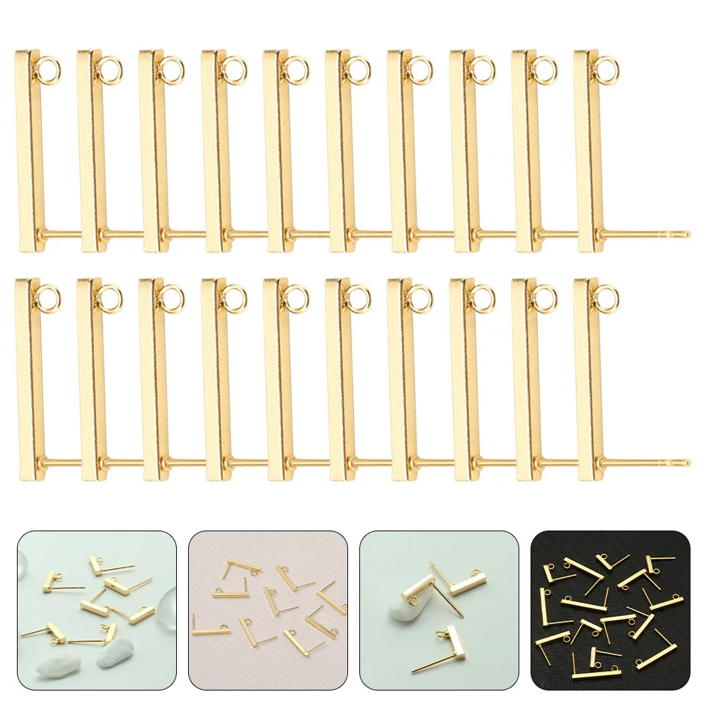 

20Pcs Stainless Steel Rectangle Earring Studs Hoop DIY Supplies Metal Earrings Lightweight Practical Earring Post