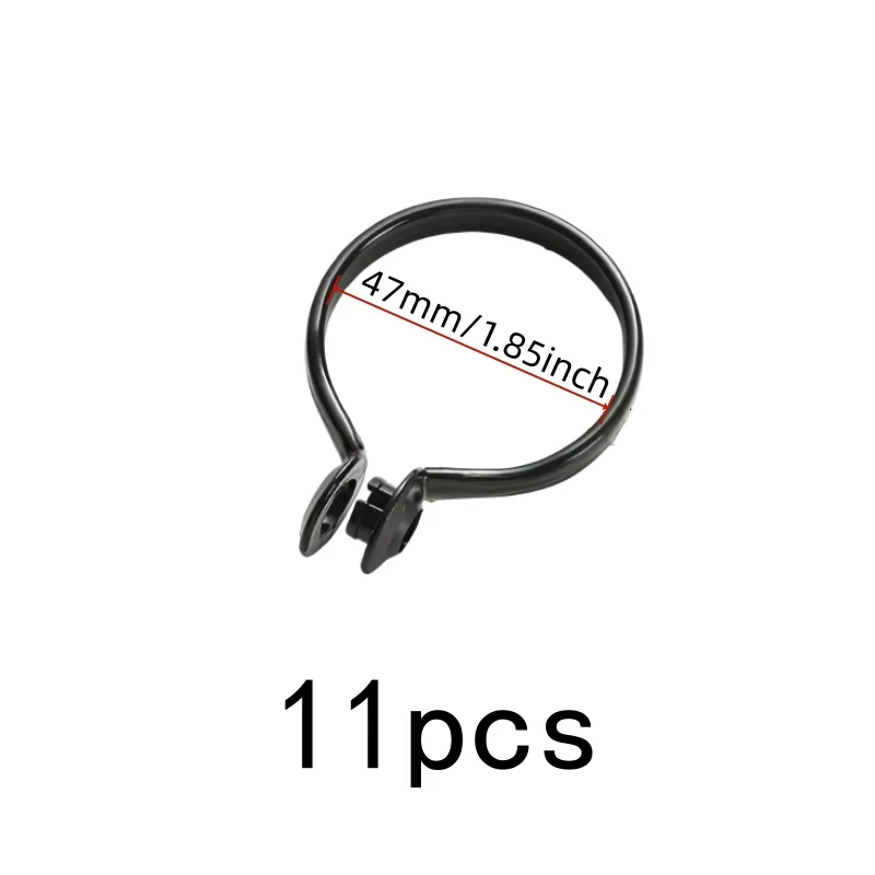 47mm Split Ring Drapery Hooks 11 pcs, No Rod Removal Needed, Smooth Sliding Plastic, for Bathroom Sheer Curtain, Black