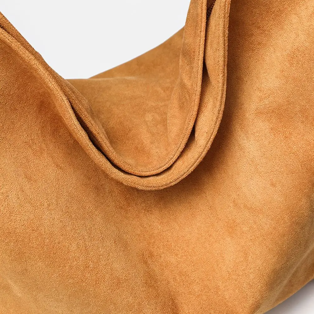 2025 New Suede Hobo Bag Large Casual Tote Shoulder Purse Soft Texture Retro Style Simple Daily Work Handbags For Ladies