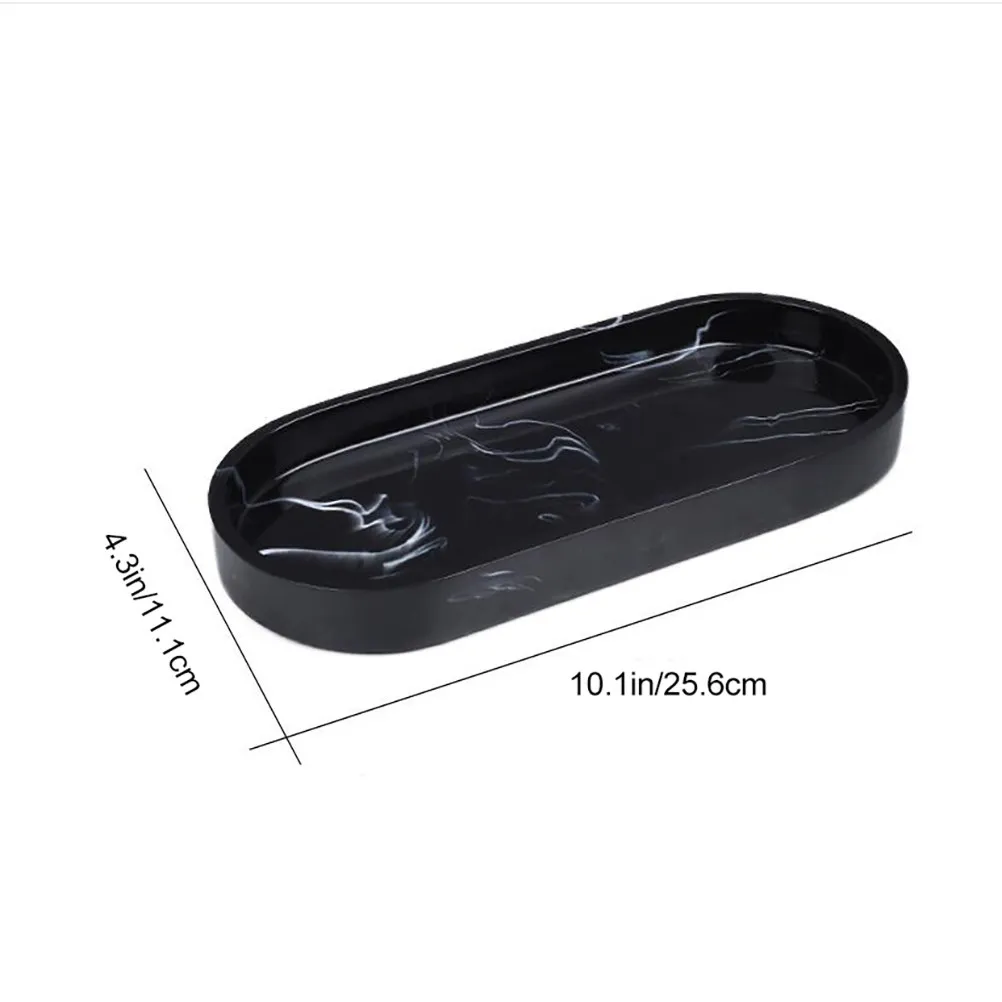 Marble Texture Resin Bathroom Tray Elegant Hotel Style Storage Tray for Sink Counter Shower Room Toilet Tank Bedroom Kitchen