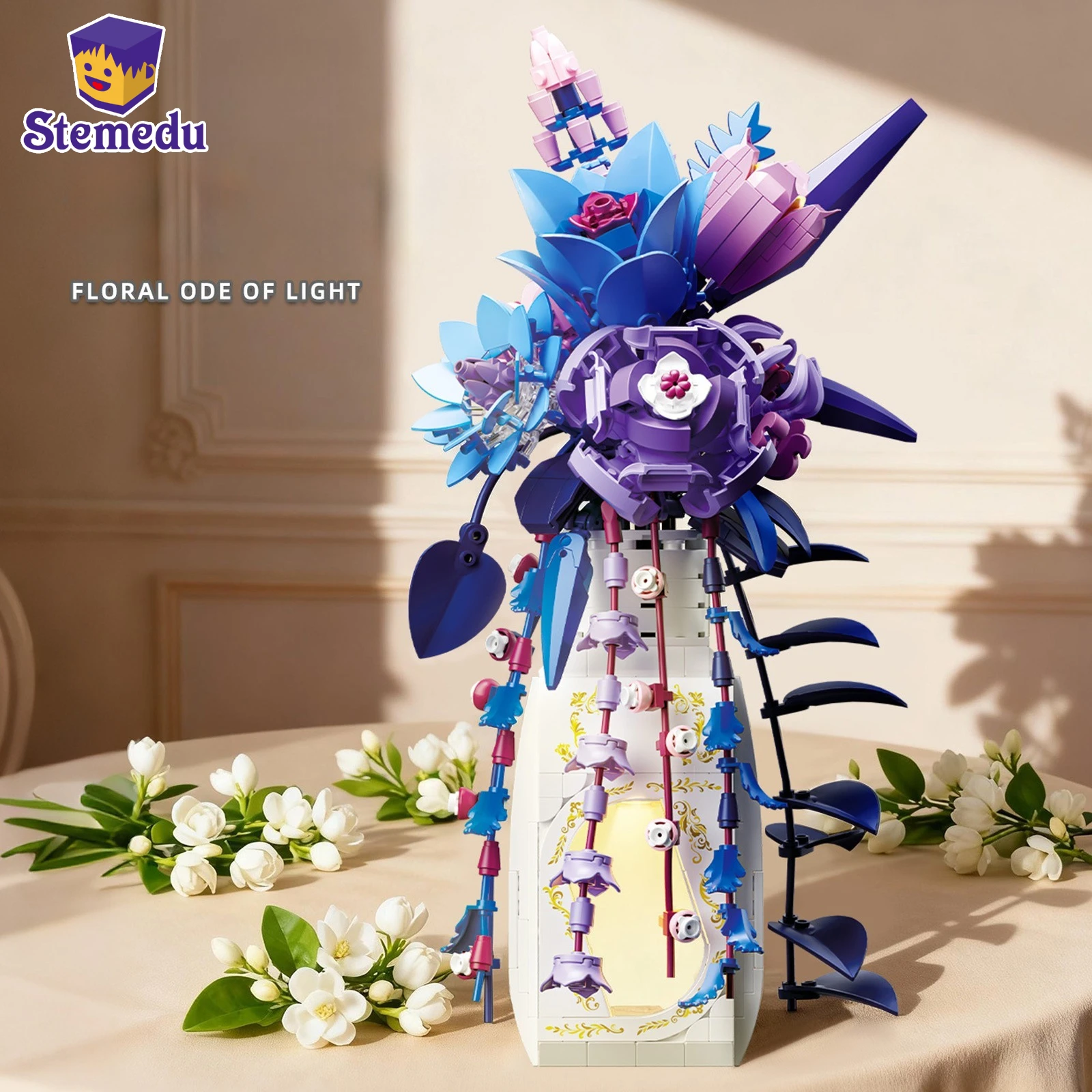 

Плавающий светильник, цветочная песня, 803 шт., строительные блоки со светодиодной подсветкой, искусственные цветы, растение, бонсай, креативная головоломка «сделай сам», подарок