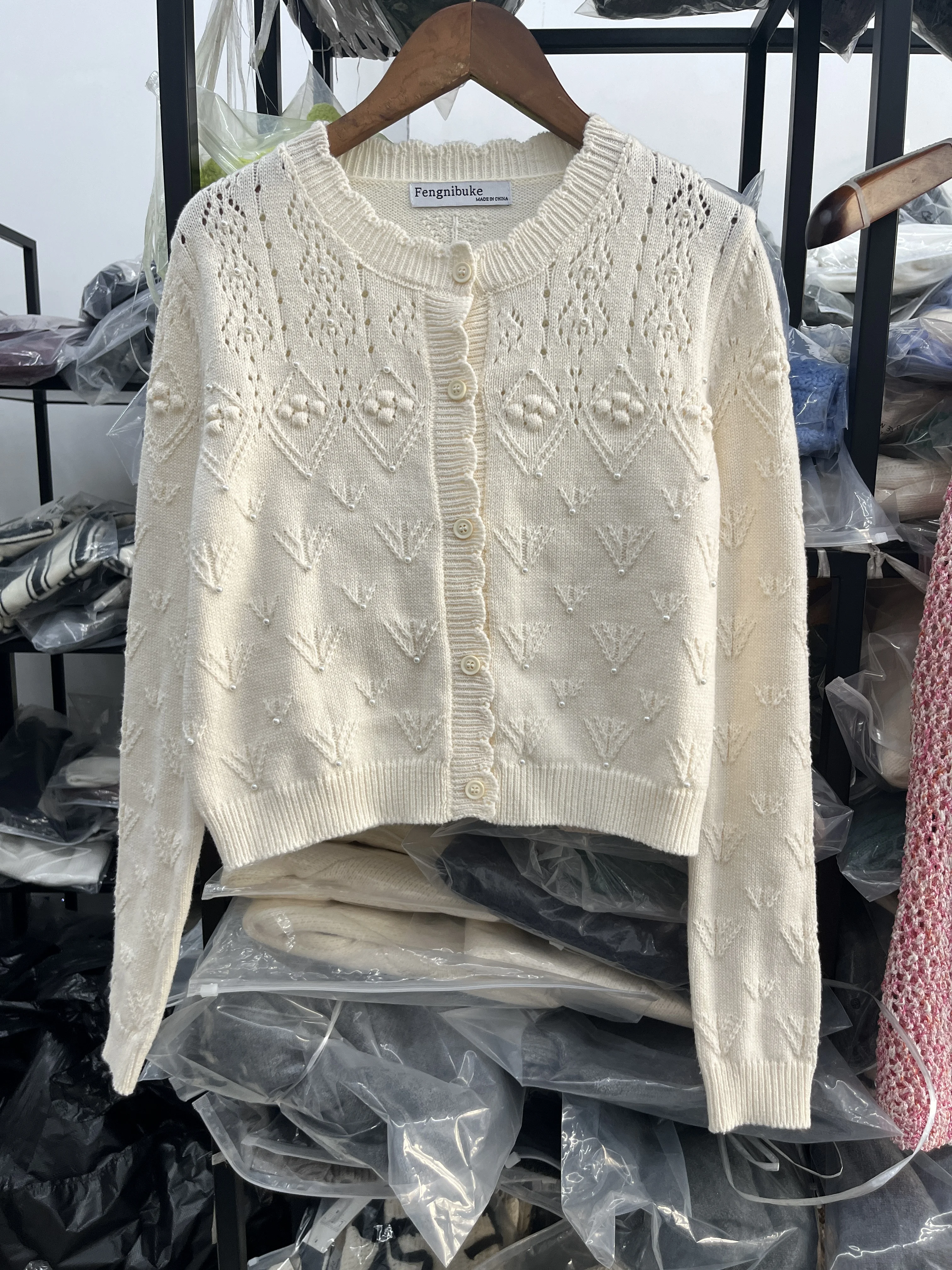 

Women's clothing autumn new products elegant simple and versatile casual and fashionable hook flower short knitted cardigan