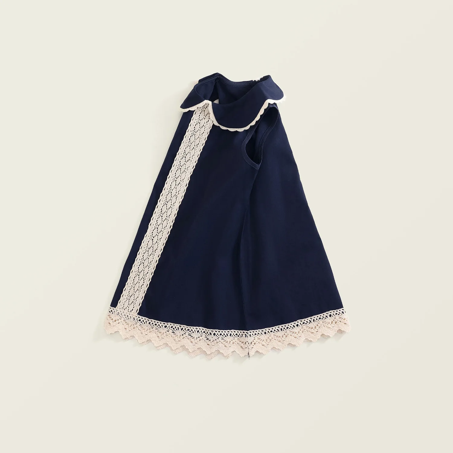 Girls Lace Paneled Sundress Summer Vintage Floral Lace Sleeveless Dress British Style Kids Dresses Princess Dress for Girls