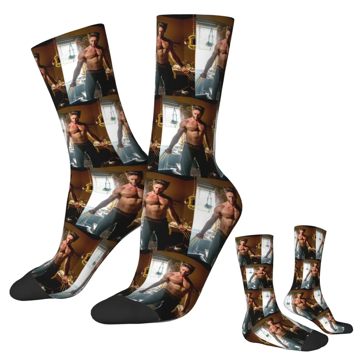 

Носки Hugh Jackman, чулки высокого качества в стиле Харадзюку, всесезонные длинные носки, аксессуары для мужчин и женщин, рождественские подарки