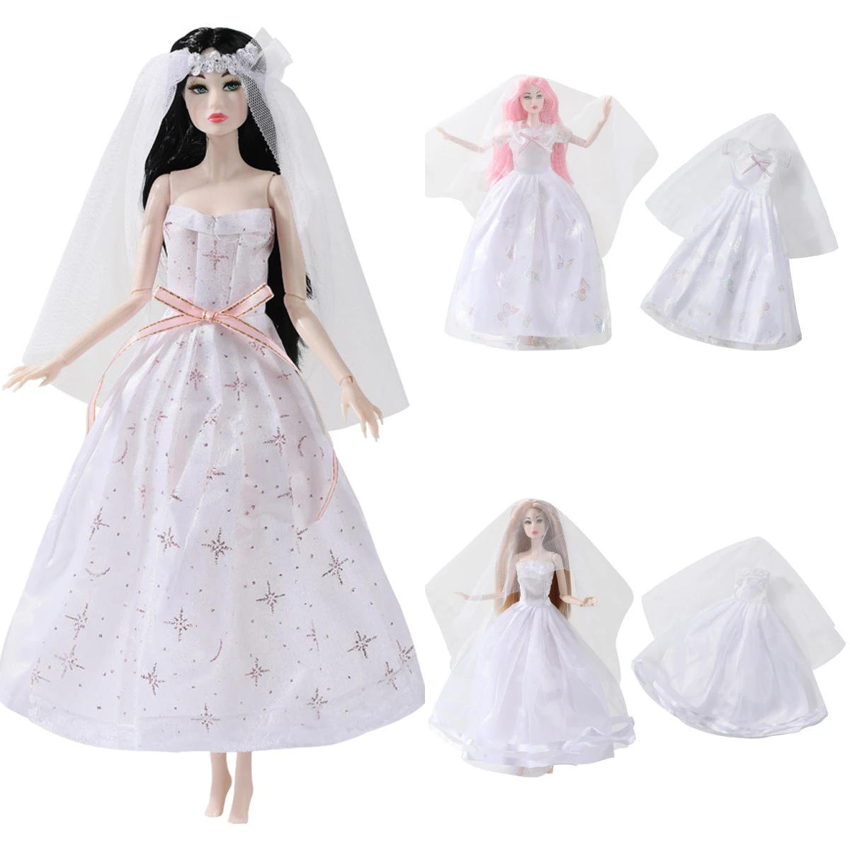 

Senior Sense Elegant White Temperament Wedding Dress For 1/6 Babi Xianxian Supermodel Doll Dress Up Clothes Accessories