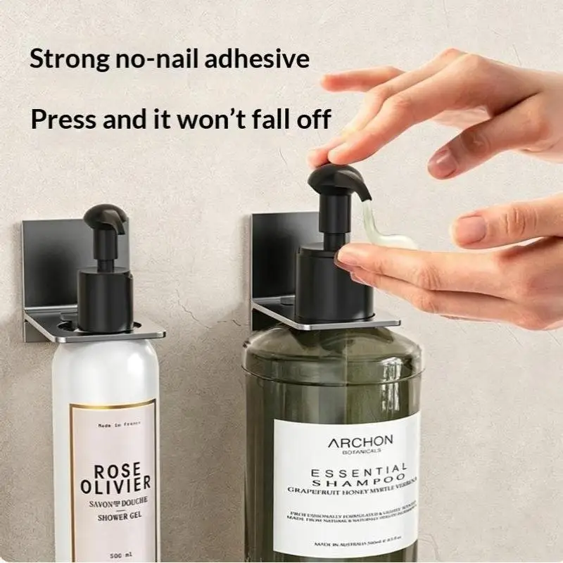 1Pc Aluminum Shower Gel Bottle Rack Adjustable Shampoo Hanger Hooks No Drill Wall Mounted Universal Soap Dispenser Holder