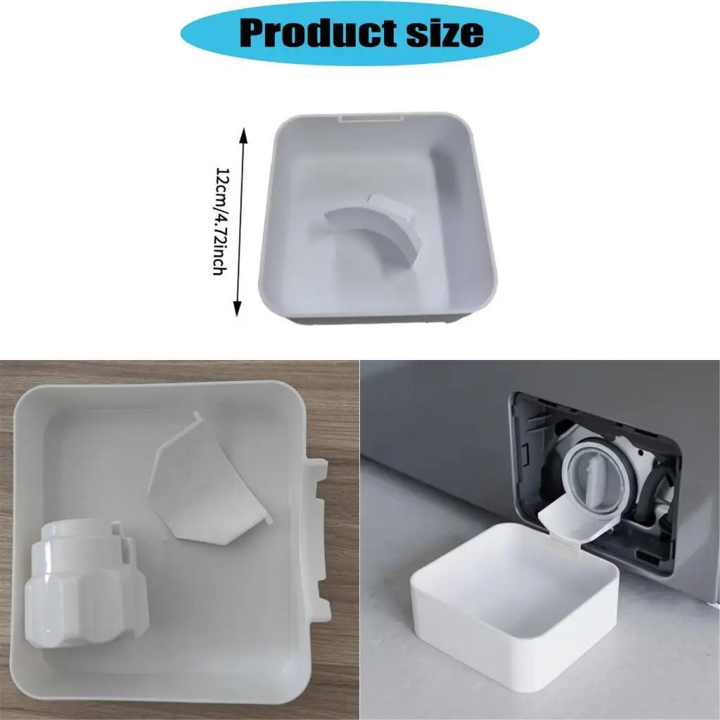 M6CB Laundry Room Washer Drain Tray Set 2 Piece PE Plastic Drain Funnel Accessory with 12 4.72 inch Tray Size and Curved Guide
