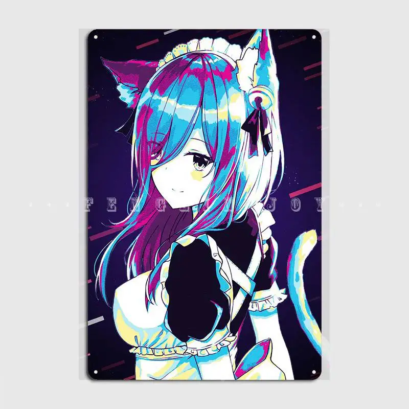 Neko Miku Retro Poster Metal Plaque Club Party Garage Club Decoration Plaques Tin Sign Posters