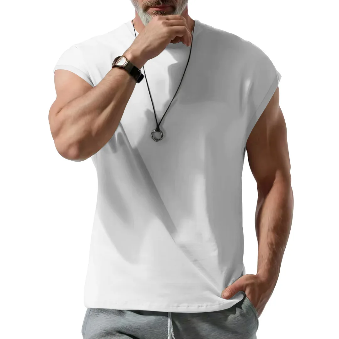 

New summer men's sleeveless shirt quick-drying breathable comfortable loose-fitting thin sports vest-style pullover T-shirt stre